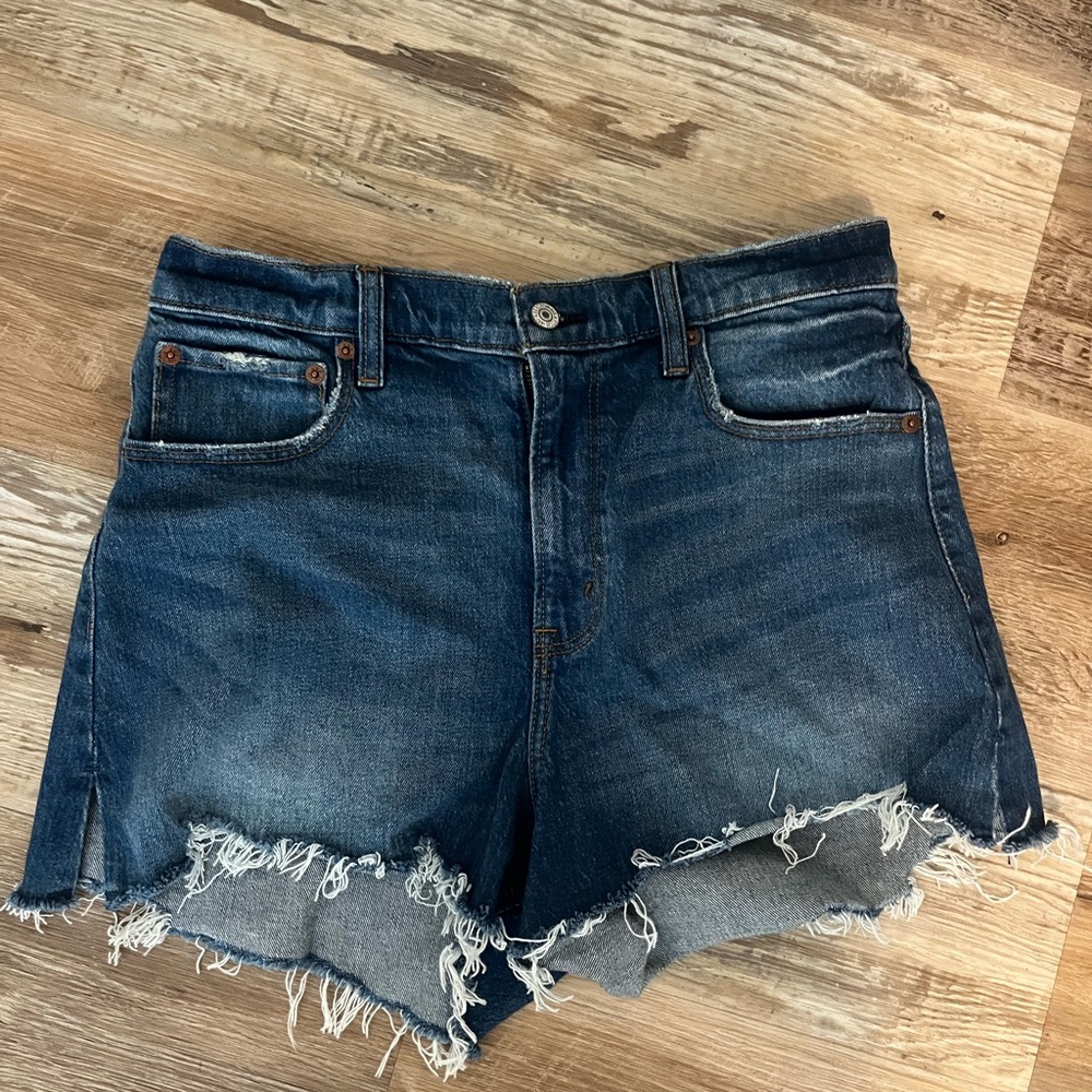 Abercrombie & Fitch Blue Frayed Jean Shorts